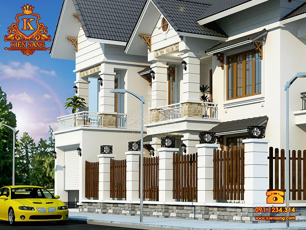 Biệt thự 2 tầng tân cổ điển kiểu chữ L