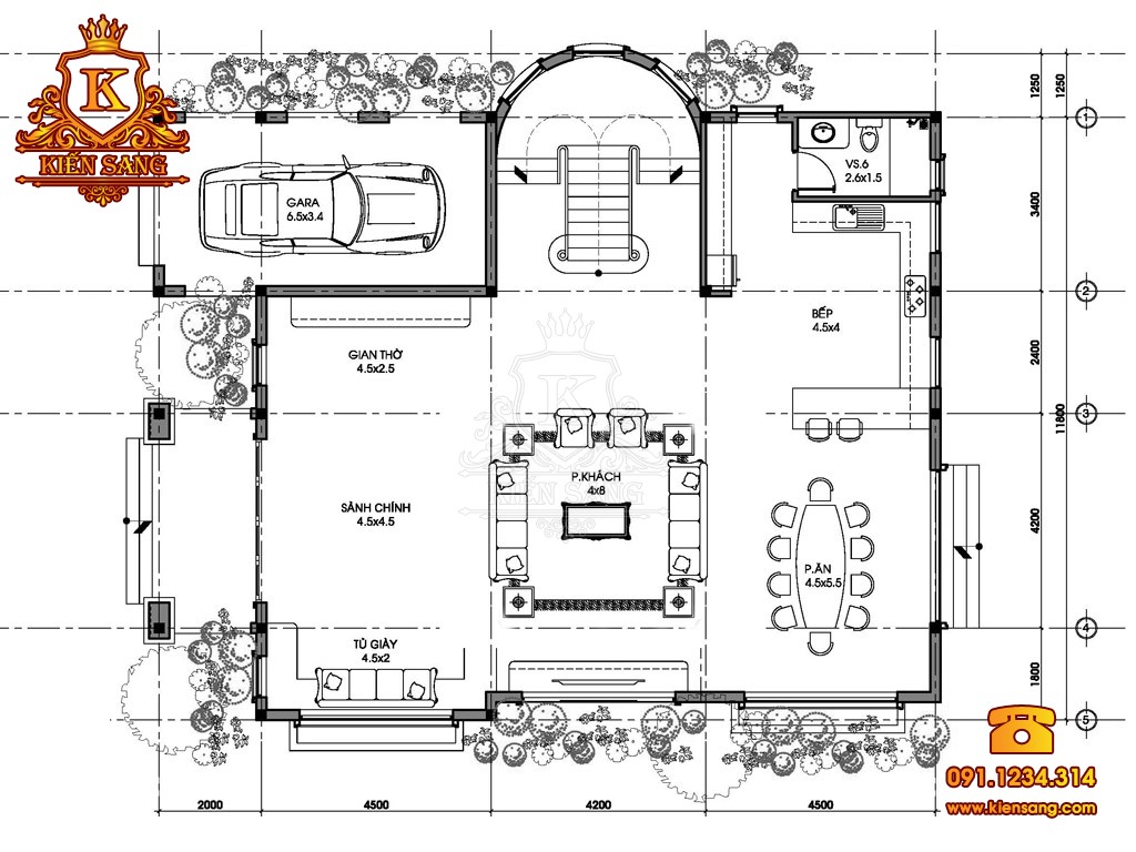 Biệt thự 2 tầng cổ điển 1 mặt tiền