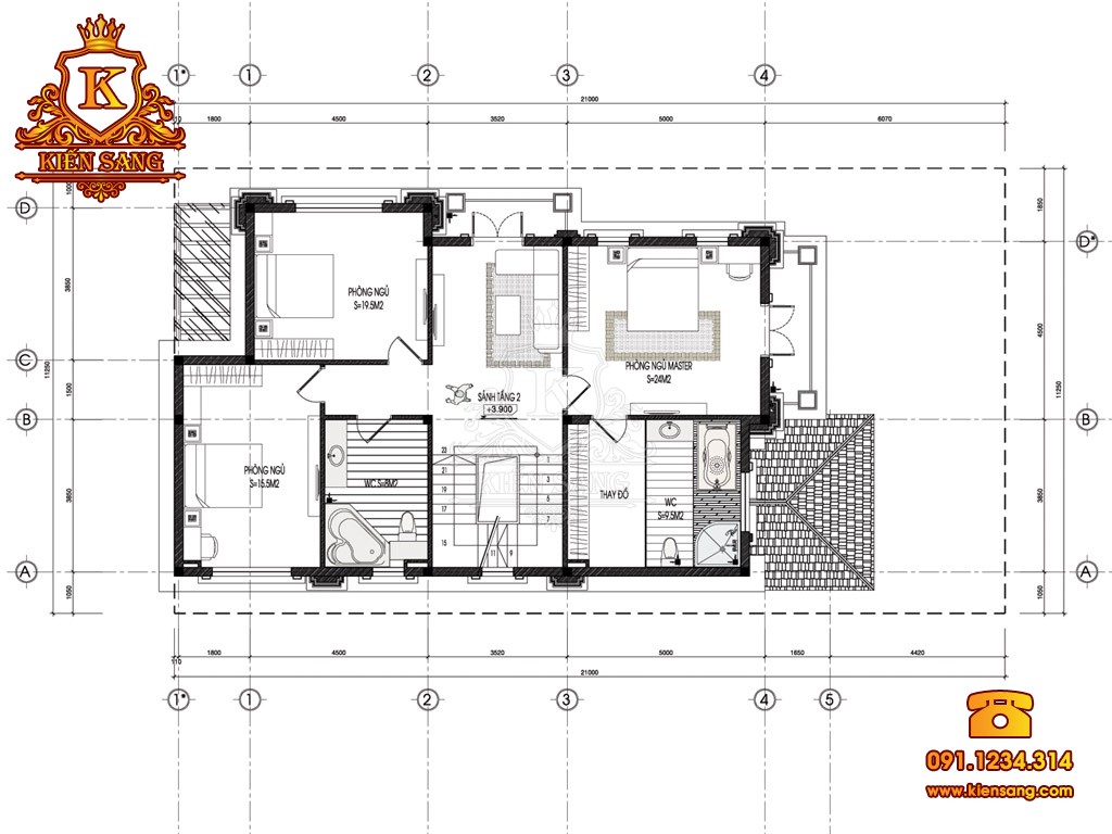 Mẫu biệt thự 3 tầng tân cổ điển Pháp tại Bắc Ninh